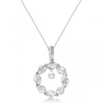 Swirl Design Circle Diamond Pendant Necklace 14k White Gold (0.20ct)