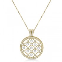 Circle Shaped Diamond Pendant Necklace 14k Yellow Gold (1.25ct)