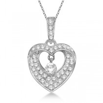 Open Heart Swirl Diamond Pendant Necklace 14k White Gold (0.35ct)