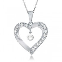Open Heart Swirl Diamond Pendant Necklace 14k White Gold (0.25ct)