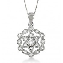 Snowflake Diamond Pendant Necklace 14k White Gold (0.25ct)