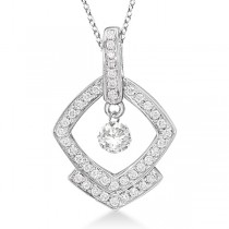 Square Shaped Diamond Pendant Necklace 14K White Gold (0.30ct)