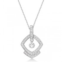 Square Shaped Diamond Pendant Necklace 14K White Gold (0.30ct)