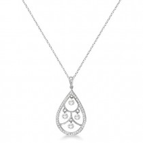 Teardrop Diamond Pendant Necklace 14k White Gold (0.50ct)