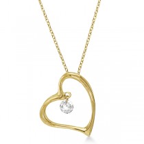 Open Heart Shaped Diamond Pendant Necklace 14k Yellow Gold (0.10ct)