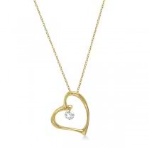Open Heart Shaped Diamond Pendant Necklace 14k Yellow Gold (0.10ct)