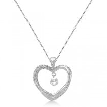 Open Heart Shaped Diamond Pendant Necklace 14k White Gold (0.10ct)
