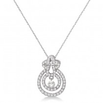 Unique Circle Shaped Diamond Pendant Necklace 14k White Gold (0.25ct)