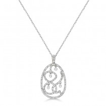 Drilled Set Oval Diamond Pendant Necklace 14k White Gold (0.70ct)