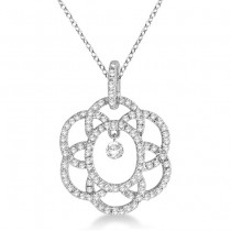 Overlapping Circle Diamond Pendant Necklace 14k White Gold (0.40ct)