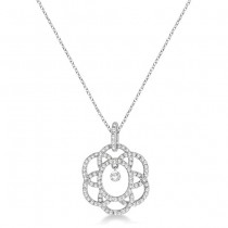 Overlapping Circle Diamond Pendant Necklace 14k White Gold (0.40ct)