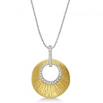 Diamond Shell Pendant Necklace Satin Finish 14k Yellow Gold (0.10ct)