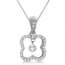 Unique Shape Diamond Pendant Necklace 14k white Gold (0.25ct)