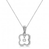 Unique Shape Diamond Pendant Necklace 14k white Gold (0.25ct)