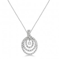Triple Circle Diamond Pendant Necklace 14k White Gold (0.35ct)