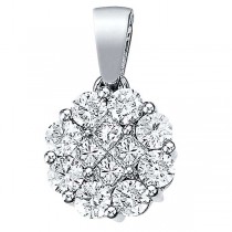 0.33ct Diamond Clusters Flower Pendant Necklace in 14k White Gold
