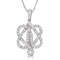 Diamond Double Heart Love Knot Pendant Necklace 14k White Gold (0.40ct)