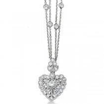 Diamonds By The Yard Heart Pendant Necklace 14k White Gold (1.30ct)