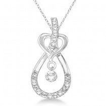 Heart Knot Teardrop Diamond Pendant Necklace 14k White Gold (0.20ct)