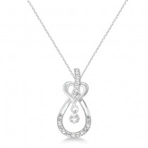 Heart Knot Teardrop Diamond Pendant Necklace 14k White Gold (0.20ct)