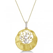 Diamond Circle Pendant Necklace in 14k Brushed Yellow Gold (0.15ct)
