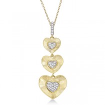 Diamond Triple Heart Pendant in 14kt Brushed Yellow Gold (0.10ct)
