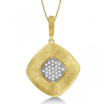 Diamond Accented Pendant Necklace in Brushed 14kt Yellow Gold (0.15ct)