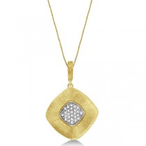 Diamond Accented Pendant Necklace in Brushed 14kt Yellow Gold (0.15ct)