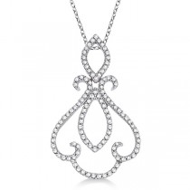 Fleur De Lis Diamond Pendant Necklace 14k White Gold (0.30ct)