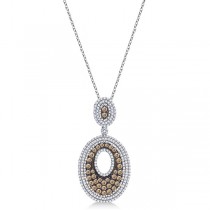 White & Chocolate Diamond Pendant Necklace 14kt White Gold (1.35ct)