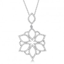 Flower Diamond Pendant Necklace 14k White Gold (0.55ct)