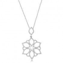 Flower Diamond Pendant Necklace 14k White Gold (0.55ct)