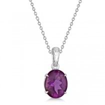 Oval Cut Amethyst Solitaire Pendant Necklace in Sterling Silver (4.20ct)