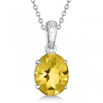 Oval Cut Lime Quartz Solitaire Pendant Necklace in Sterling Silver (4.40ct)