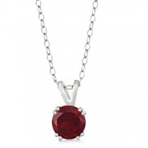 Round Garnet Solitaire Pendant Necklace Sterling Silver (1.60ct)