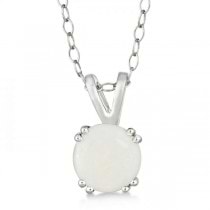 Round Opal Solitaire Pendant Necklace Sterling Silver (0.80ct)