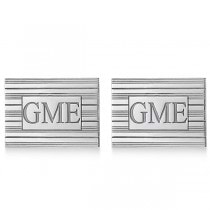 Custom Square Monogram Initial Cuff Links in Sterling Silver