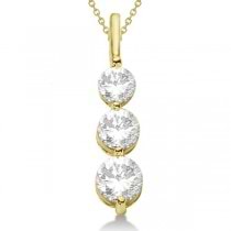 Three-Stone Graduated Diamond Pendant Necklace 14k Yellow Gold (0.75ct)