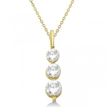 Three-Stone Graduated Diamond Pendant Necklace 14k Yellow Gold (0.75ct)
