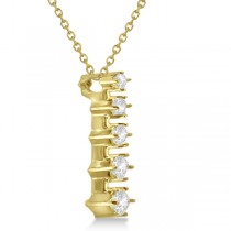 Princess Cut Five Stone Diamond Journey Necklace 14K Yellow Gold 1.00ct