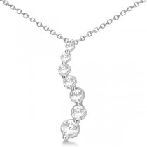Curved Seven Diamond Journey Pendant for Women 14k White Gold 1.50ct