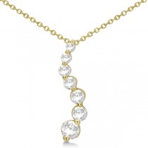Curved Seven Diamond Journey Pendant for Women 14k Yellow Gold 1.50ct