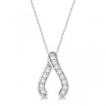 Diamond Wishbone Pendant Necklace in 14k White Gold (0.20ct)