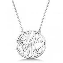 Custom Initial Circle Monogram Pendant Necklace in Sterling Silver