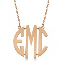 Bold-Face Custom Initial Monogram Pendant Necklace in 14k Rose Gold