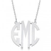 Bold-Face Custom Initial Monogram Pendant Necklace in Sterling Silver