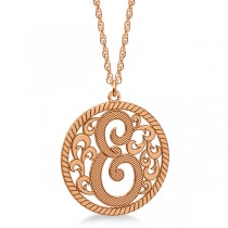 Custom Single Initial Monogram Pendant Necklace 14k Rose Gold