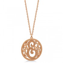 Custom Single Initial Monogram Pendant Necklace 14k Rose Gold