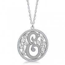 Custom Single Initial Monogram Pendant Necklace Sterling Silver