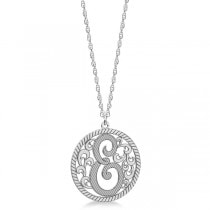 Custom Single Initial Monogram Pendant Necklace Sterling Silver